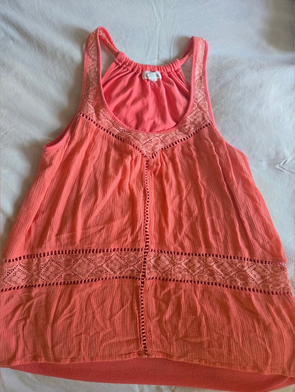 Taylor & Sage Coral Lace-Trim Racerback Tank
